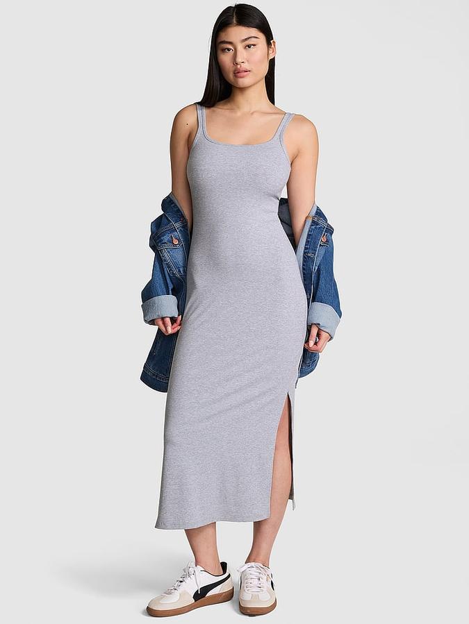 All-Day Soft Ribbed Bodycon Midi Dress