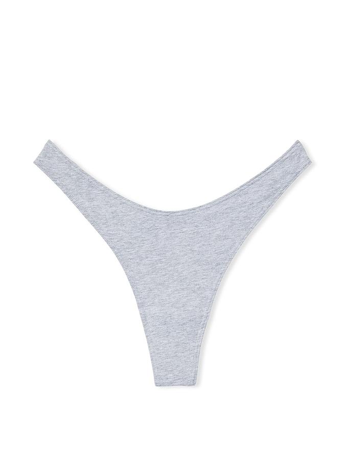 Stretch Cotton High Leg Thong Panty