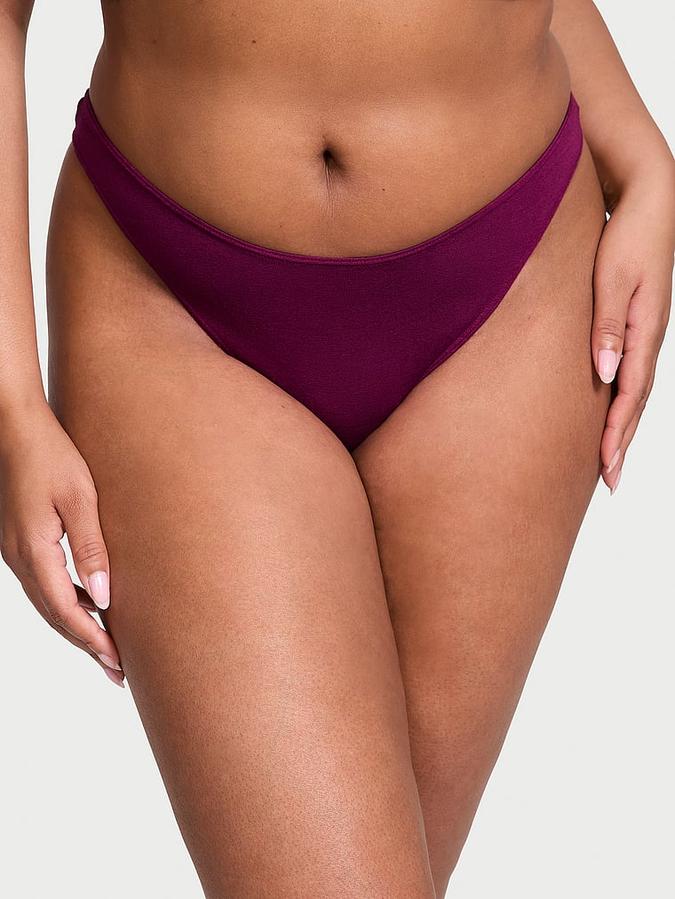 Stretch Cotton High-Leg Scoop Thong Panty