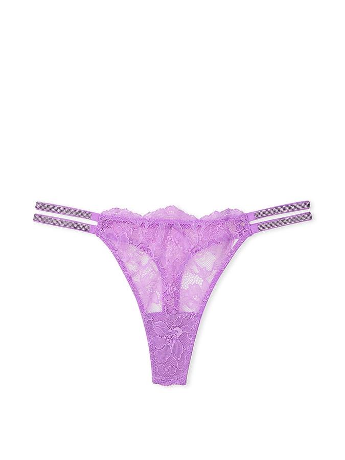 Double Shine Strap Lace Thong Panty