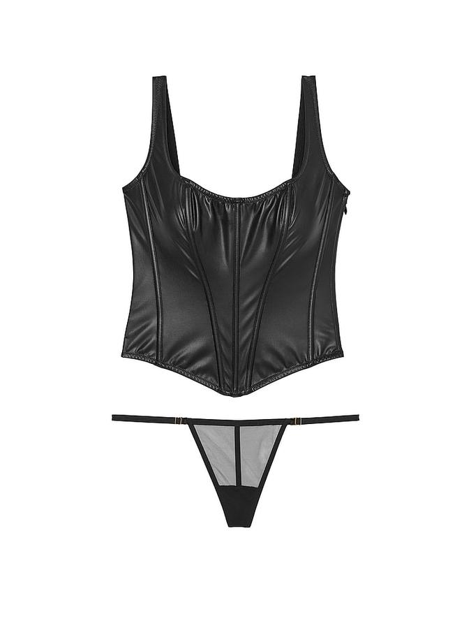 Classic Faux Leather Corset Set