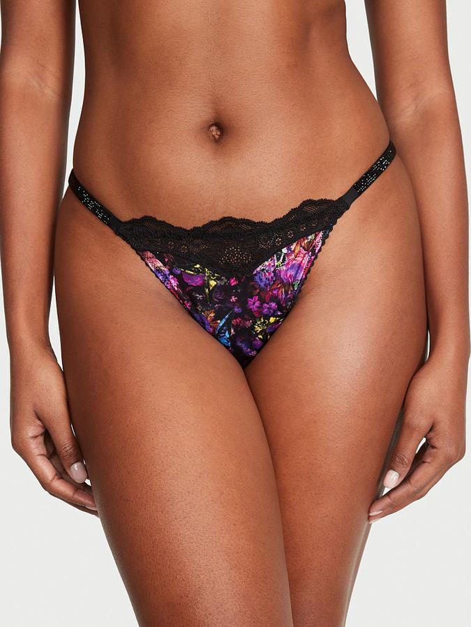 Smooth Lace Shine Strap Thong Panty
