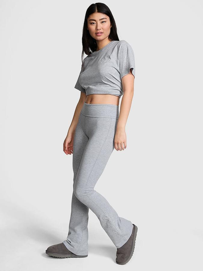 All-Day Cotton Foldover Flare Leggings