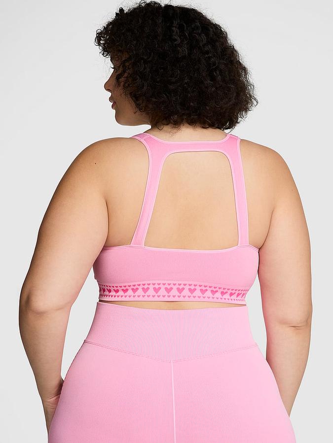 Seamless Hearts Square-Neck Longline Sports Bra