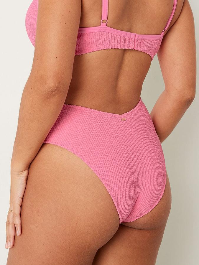 Crinkle High-Waist Cheeky Bikini Bottom