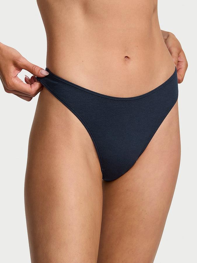 Stretch Cotton High-Leg Scoop Thong Panty