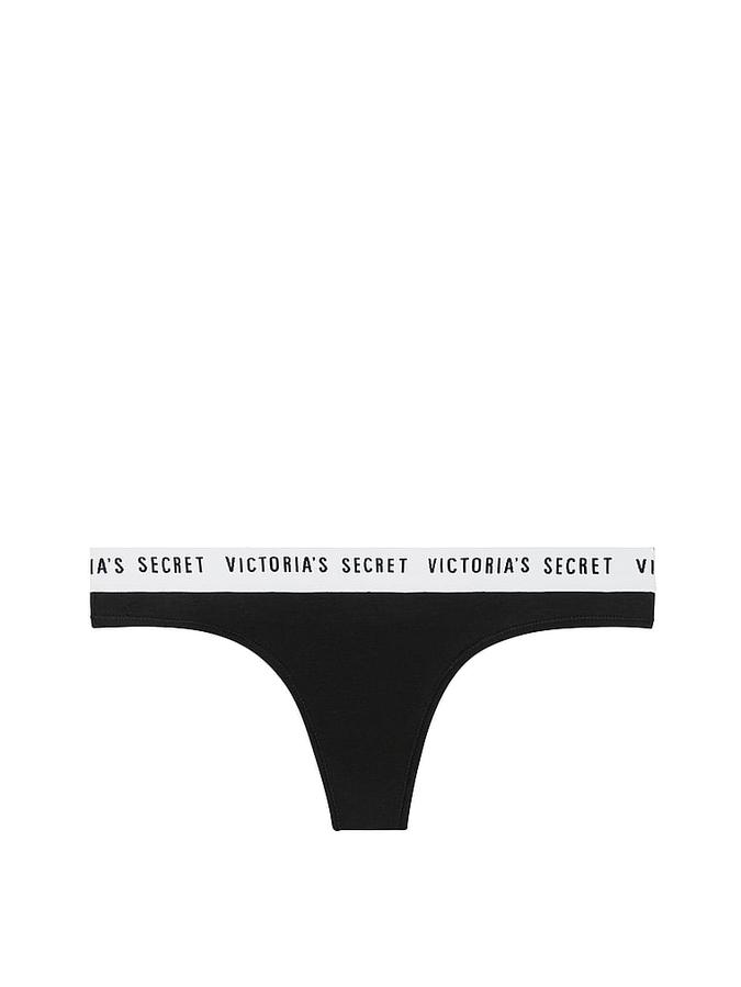 Stretch Cotton Logo Thong Panty