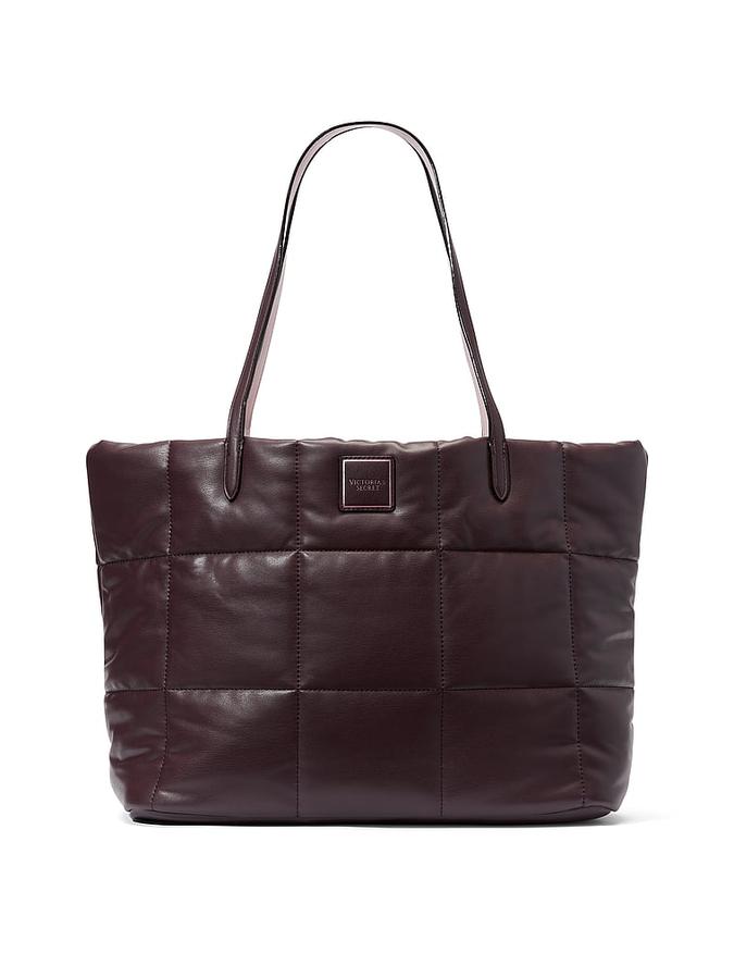 The Victoria Quilted Puffer Tote Brown