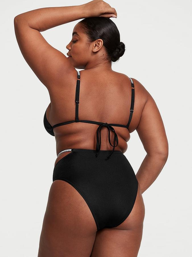 Shine Strap High-Waist Cheeky Bikini Bottom