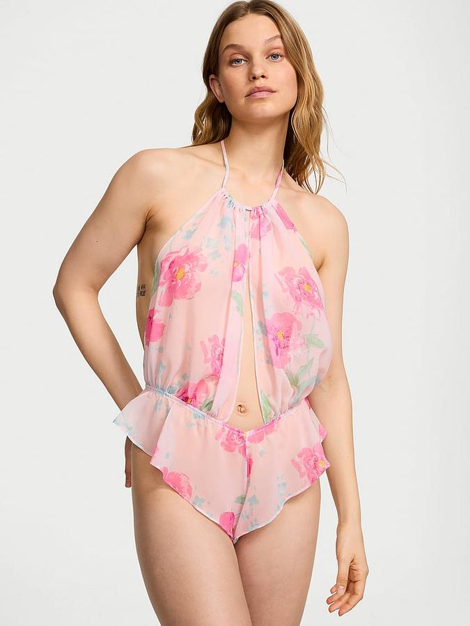 Peony Chiffon Halter Teddy