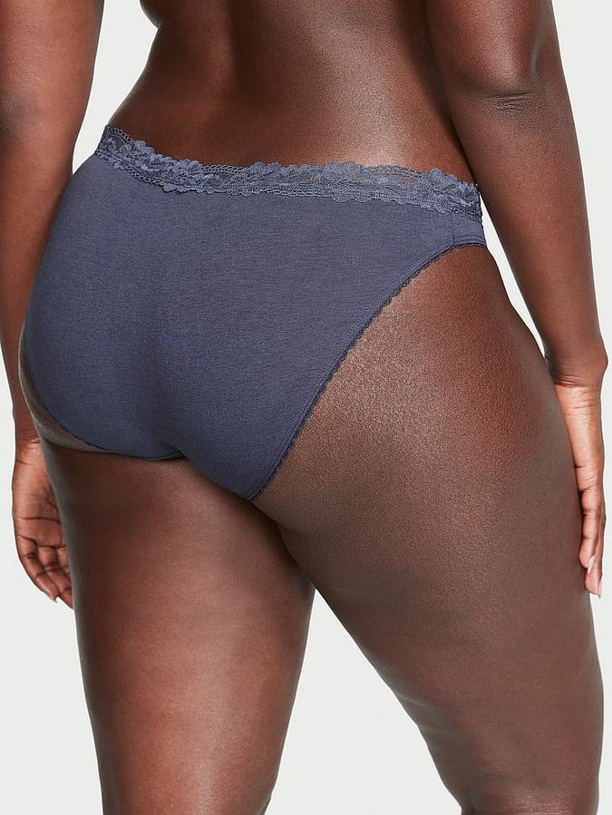 Stretch Cotton Lace-Waist Bikini Panty