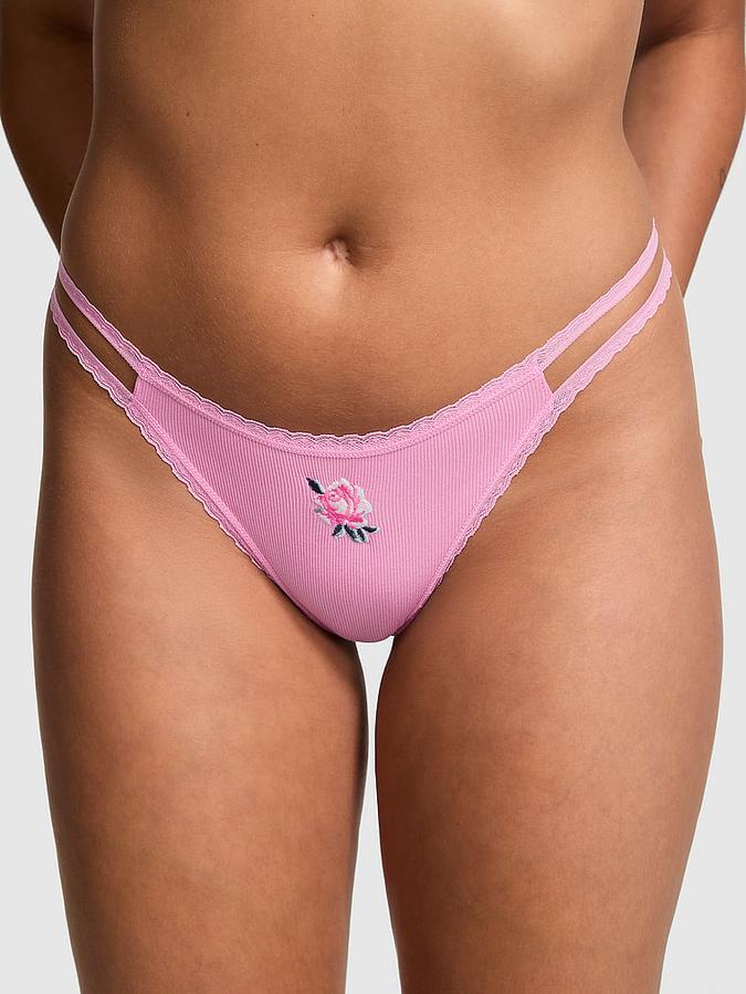 Wink Lace-Trim Strappy Thong Panty