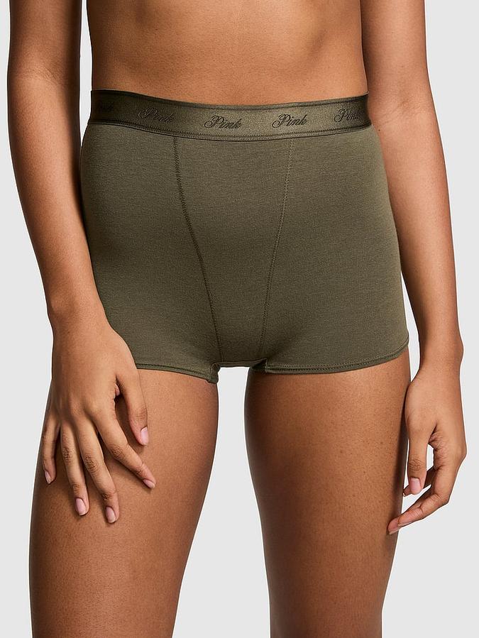 Logo Cotton High-Waist Boyshort Panty