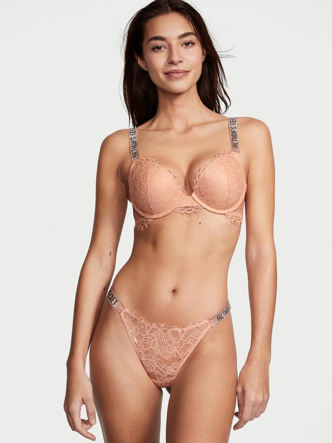 Shine Strap Lace Thong Panty
