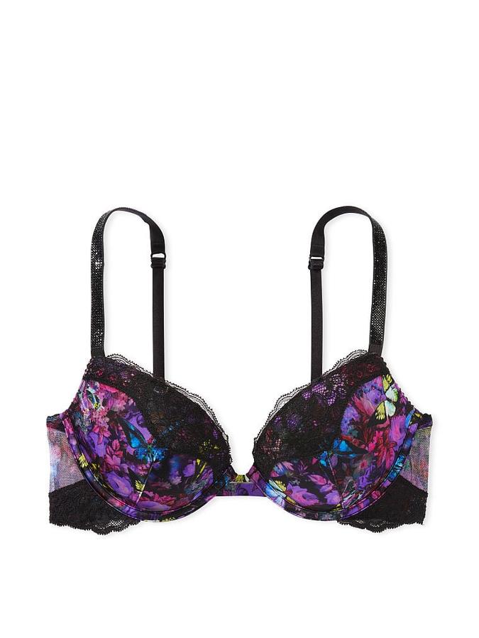Shine Strap Lace Trim Push-Up Bra image number 2