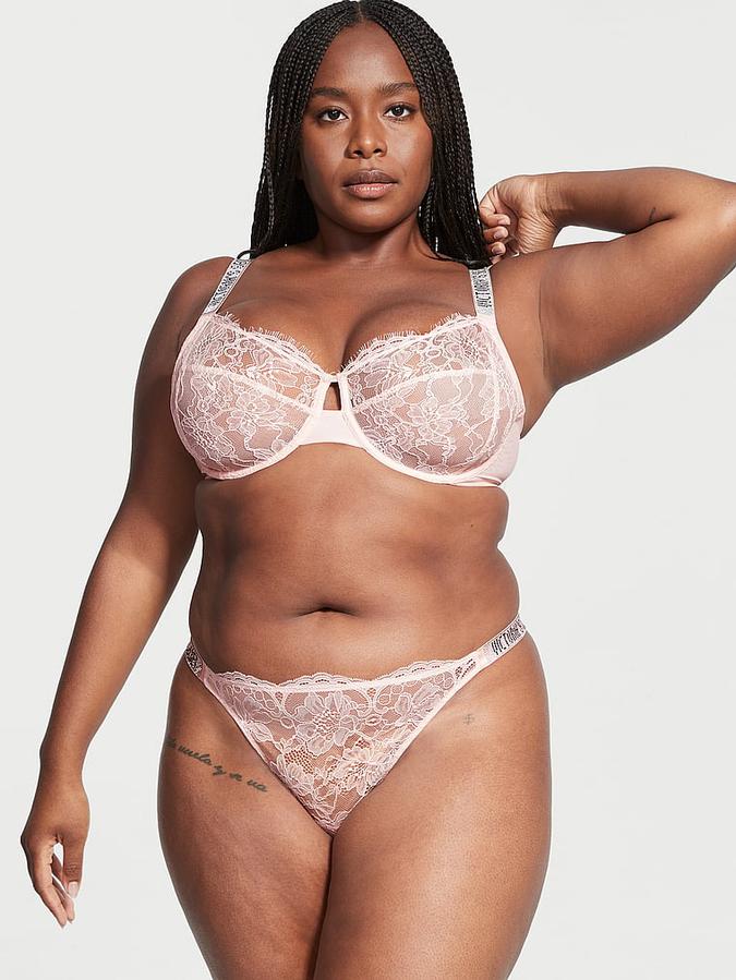 Shine Strap Lace Thong Panty