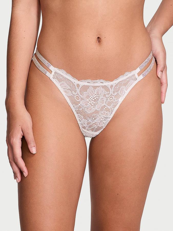 Double Shine Strap Lace Thong Panty