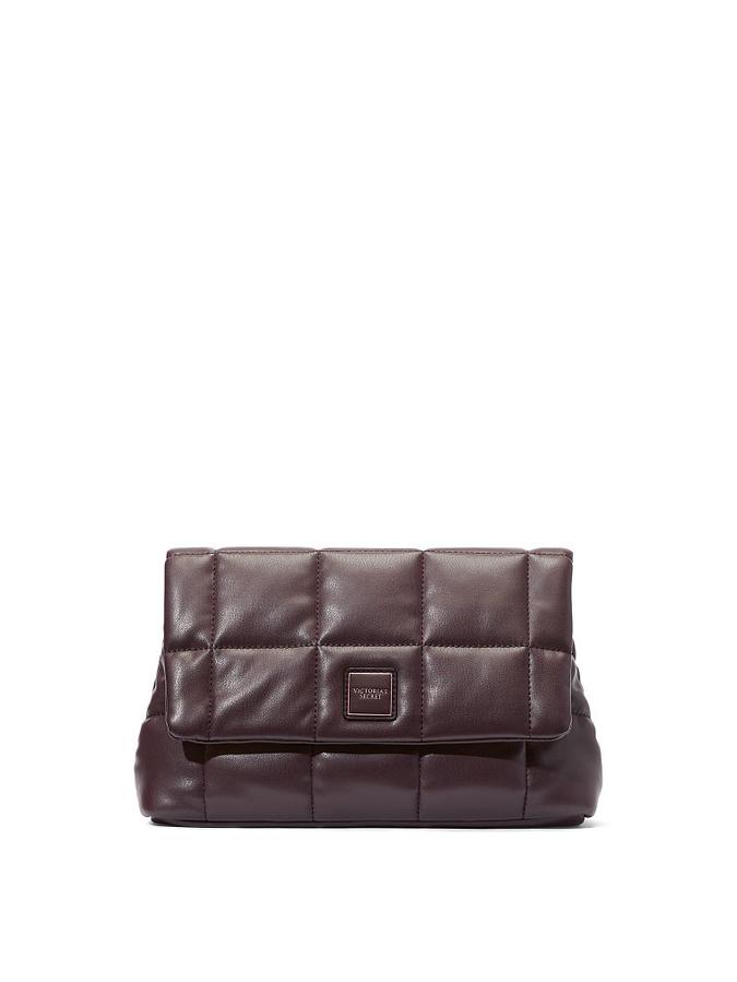The Victoria Quilted Puffer Clutch Brown