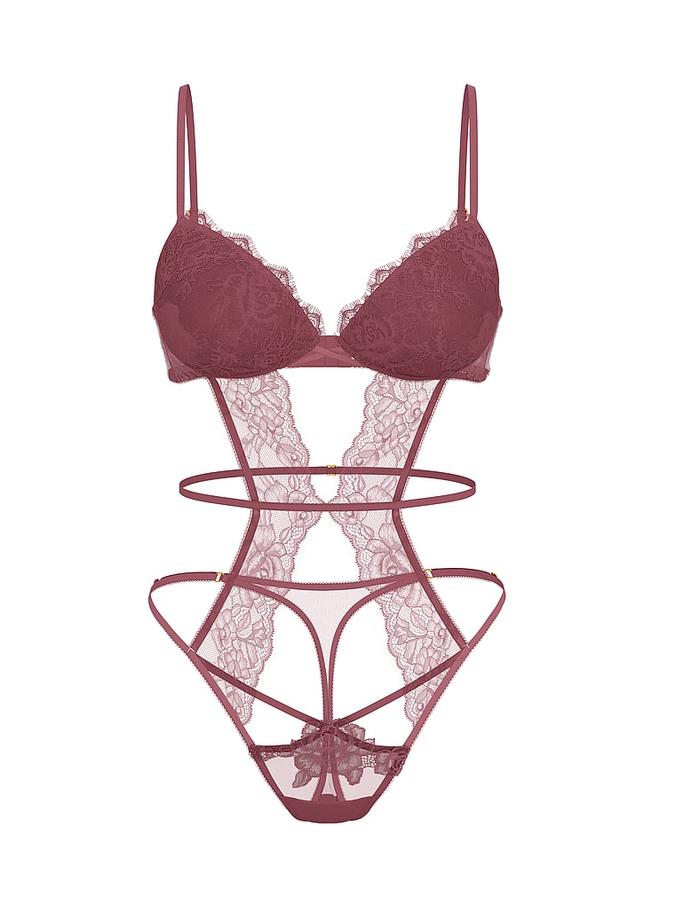 Rose Lace Lightly Lined Strappy Teddy image number 2