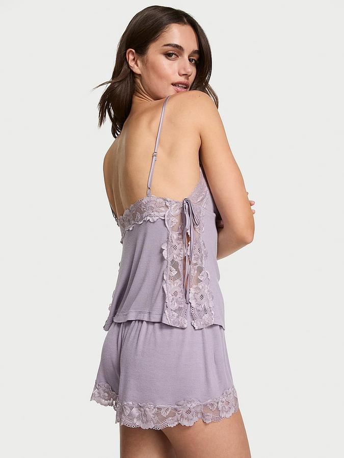 Ribbed Modal & Lace Cami Shorts Set