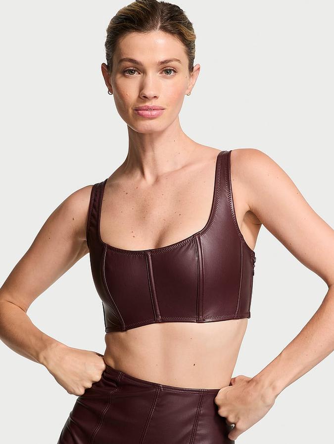 Faux Leather Mini Corset Top