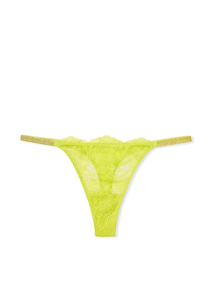 Shine Chain Strap Lace Thong Panty