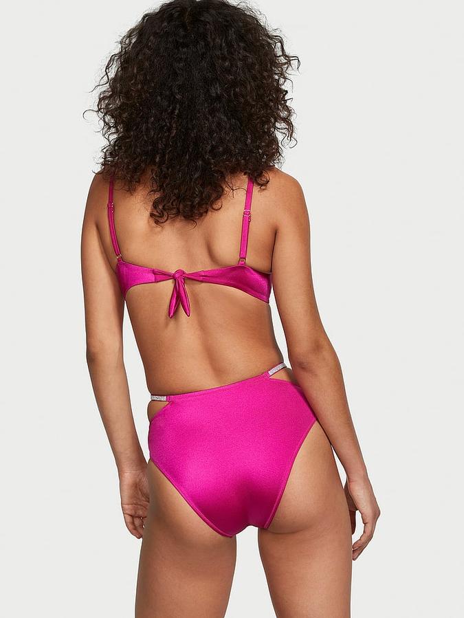 Shine Strap High-Waist Cheeky Bikini Bottom