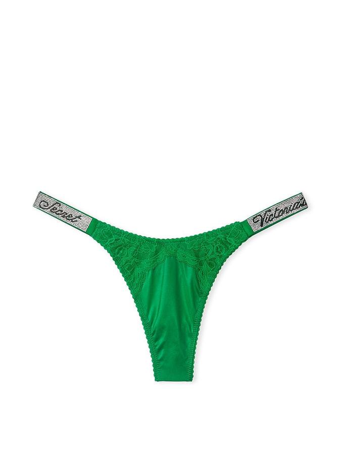 Smooth Lace Shine Strap Thong Panty