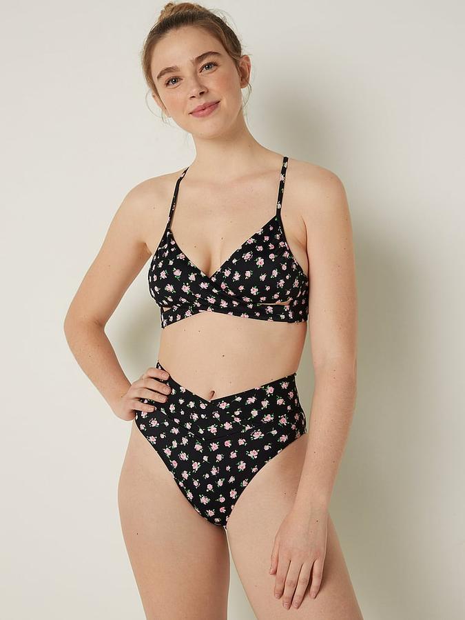 V Crossover High-Waist Bikini Bottom