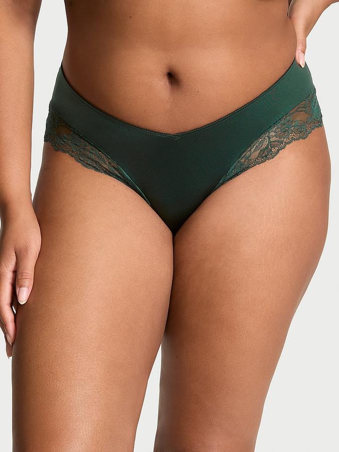 Rose Lace-Trim High-Leg Cheeky Panty