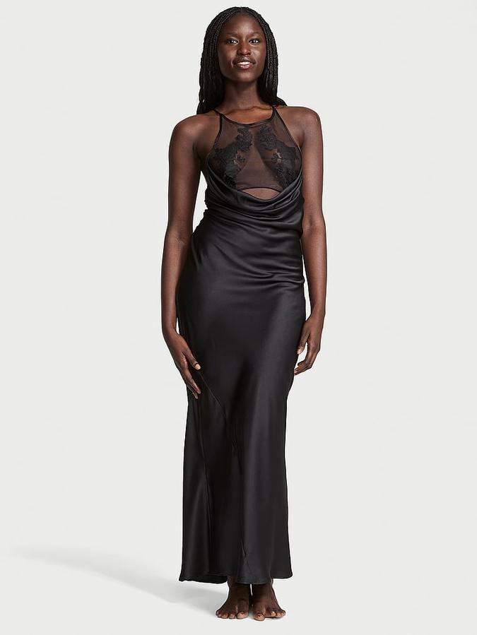 Sheer Rose Satin High-Neck Long Slip image number 3