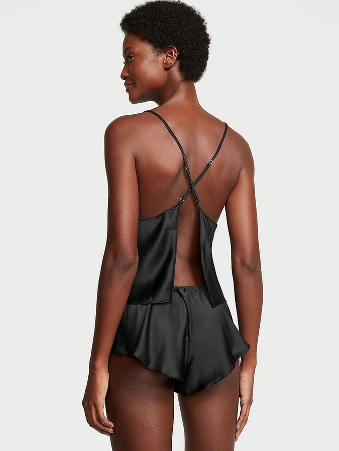 Satin Open-Back Cami Set