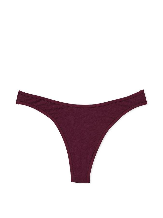 Mini Logo Cotton High-Leg Scoop Thong Panty