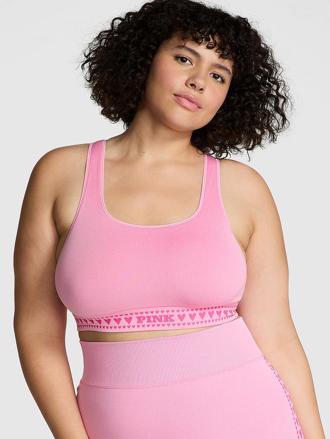 Seamless Hearts Square-Neck Longline Sports Bra