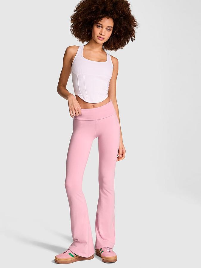 All-Day Cotton Foldover Flare Leggings