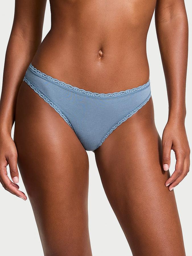Lace-Trim Cotton Bikini Panty