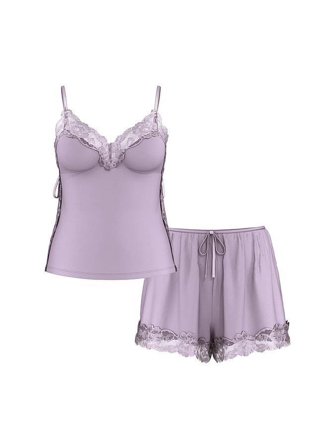 Ribbed Modal & Lace Cami Shorts Set image number 2