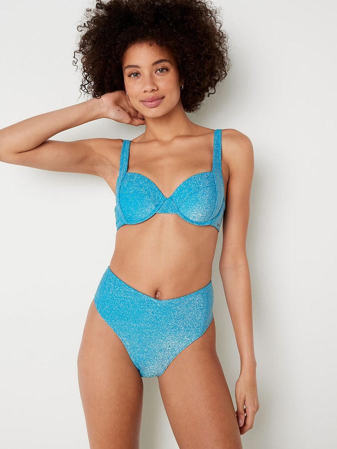 Shimmer High Waist Cheeky Bikini Bottom