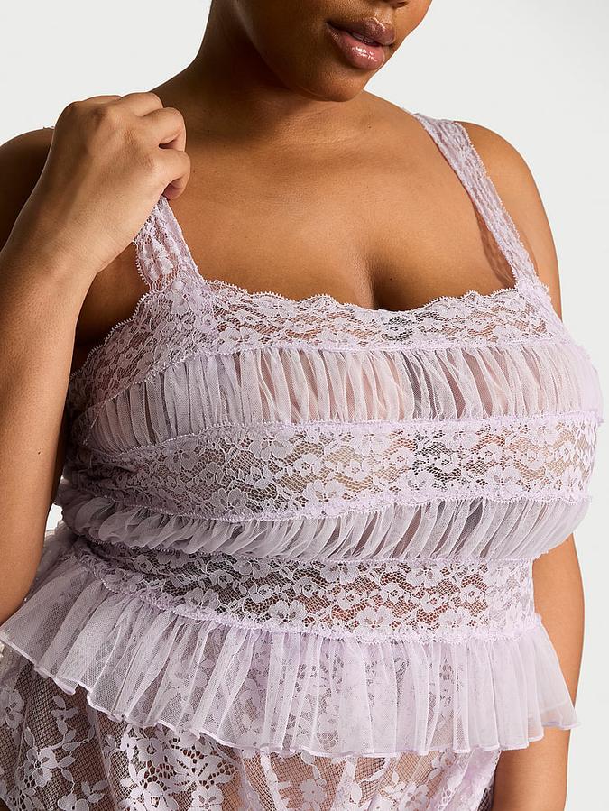 Dare to Dream Lace Sheer Cami & Flutter Short Set image number 3