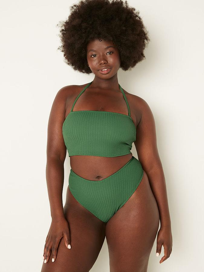 Crinkle High-Waist Cheeky Bikini Bottom