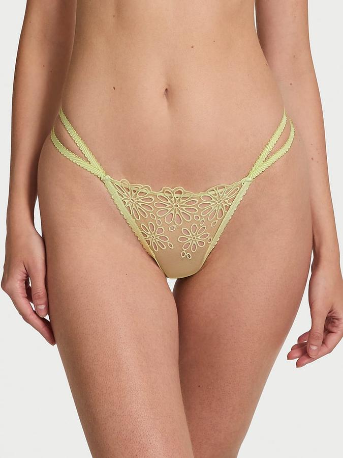 Eyelet Mesh Strappy String Thong Panty