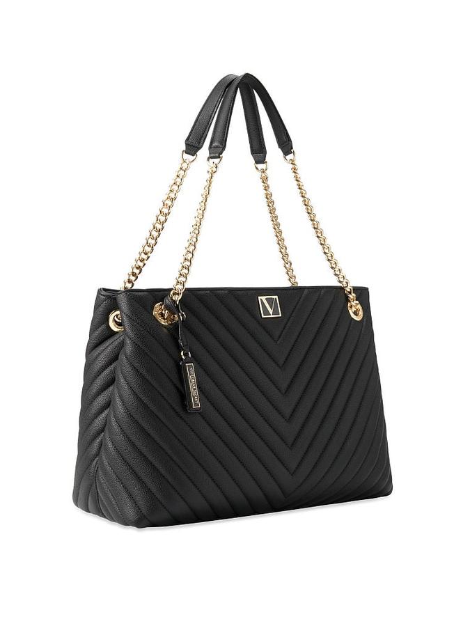 The Victoria Chain Shoulder Tote Bag Black