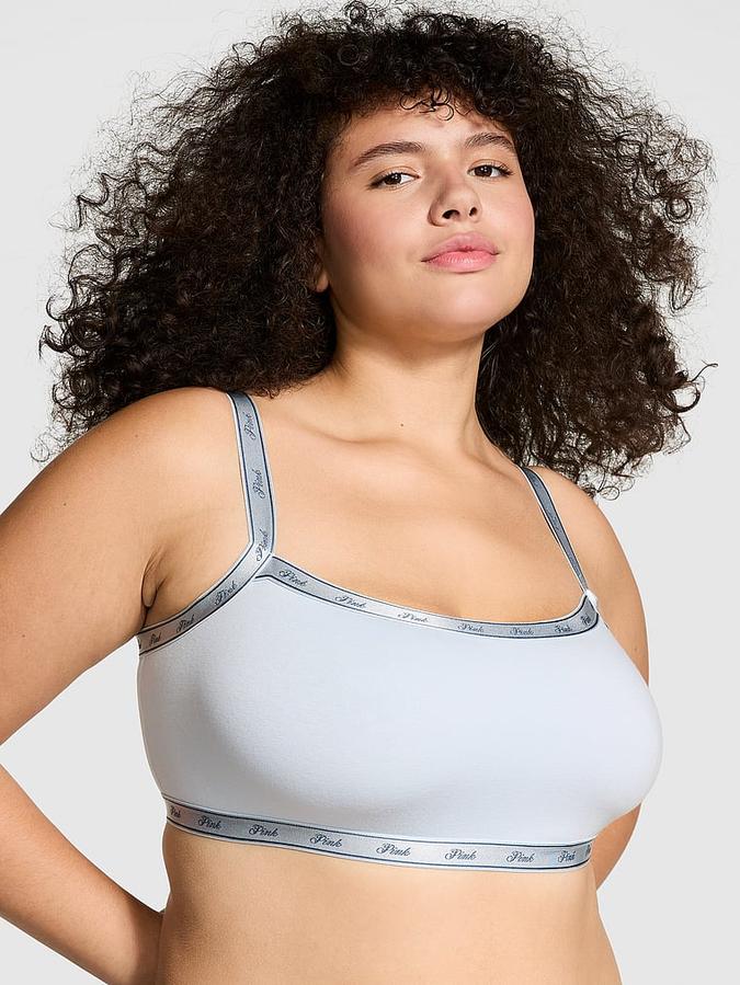 Cotton Logo Straight-Neck Bralette