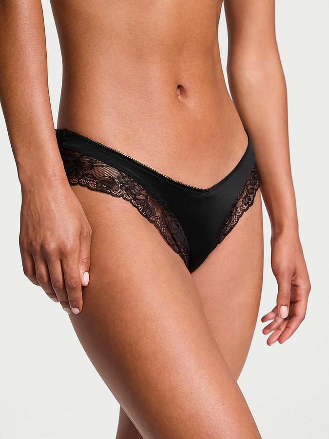Rose Lace-Trim High-Leg Cheeky Panty