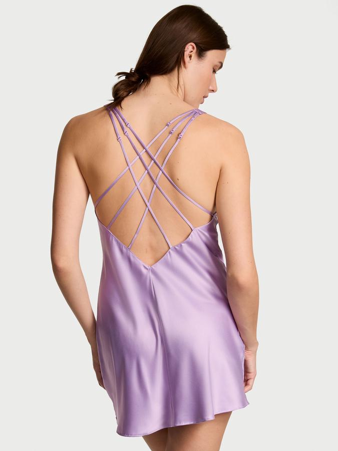 Scattered Shine Strap Satin Strappy-Back Slip