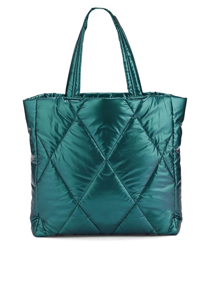 The Victoria Quilted Puffer Tote Green