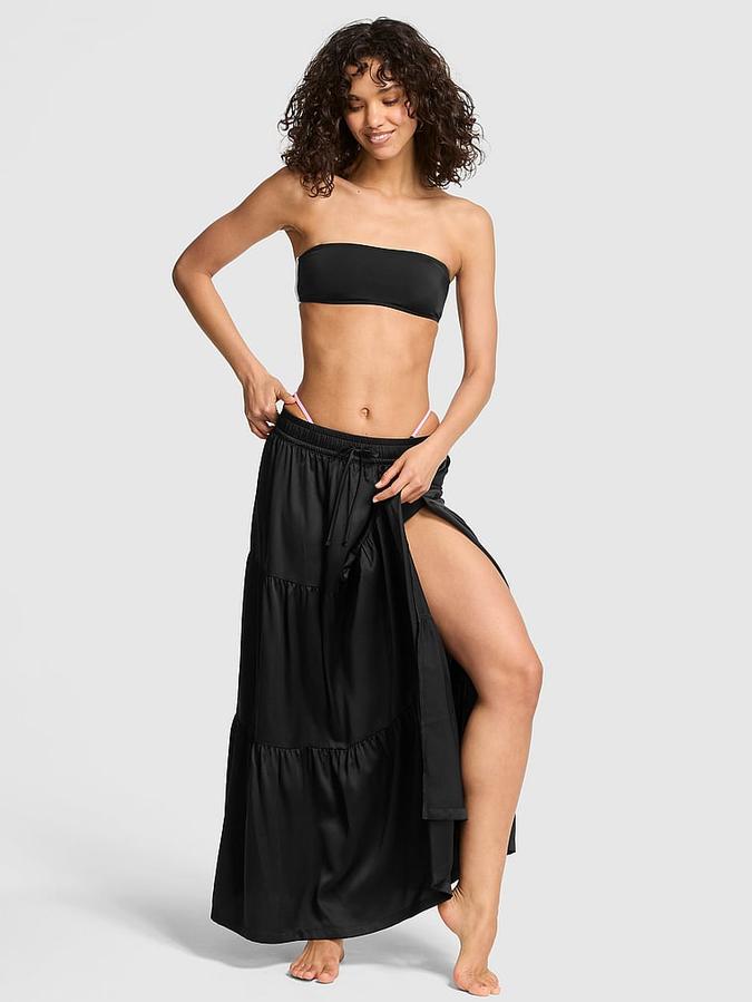 Charmed Satin Tiered Maxi Skirt
