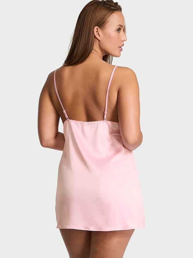 Tease Satin Lace-Trim Mini Slip