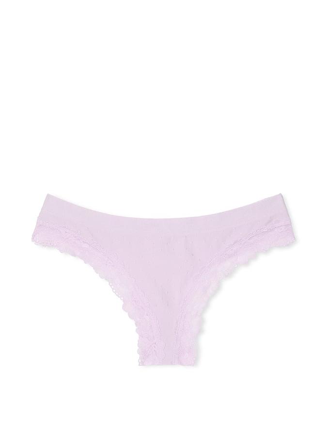 Seamless Lace-Trim Thong Panty