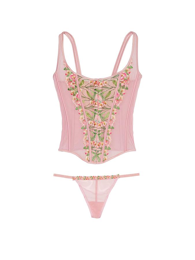 Classic Lily Embroidery Corset Set